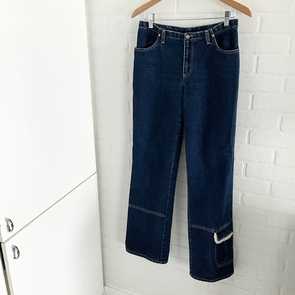 Vintage Women’s Denim Jeans Bebop Second Generation Dark Wash Sherpa Pocket Sz 7 - Picture 1 of 16